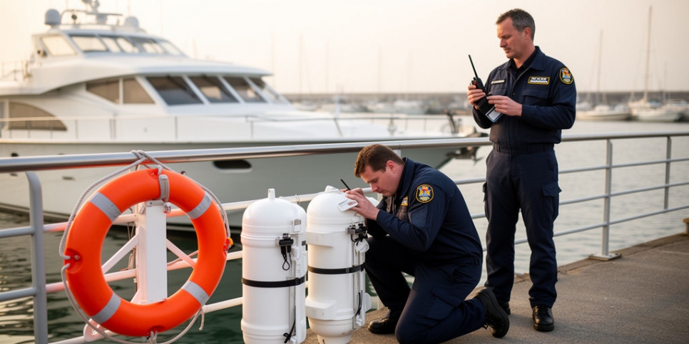 Осмотр аварийных плотов и буев