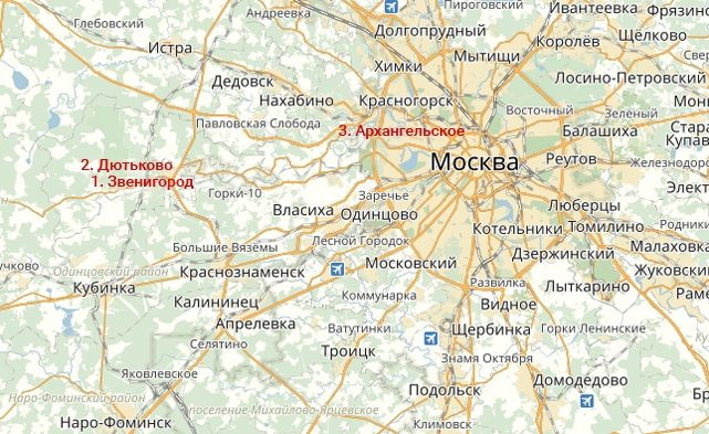 Можайск на карте московской
