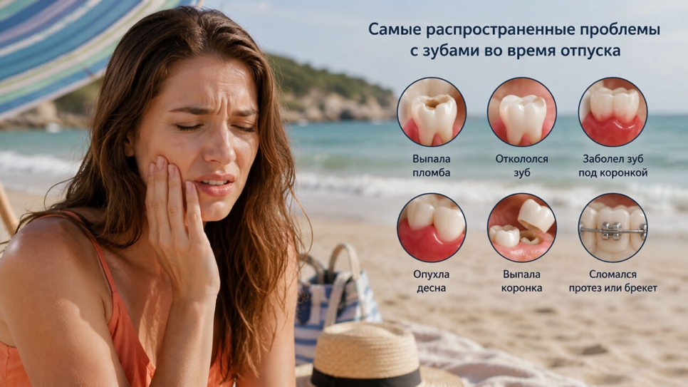 Самые распространенные проблемы с зубами во время отпуска